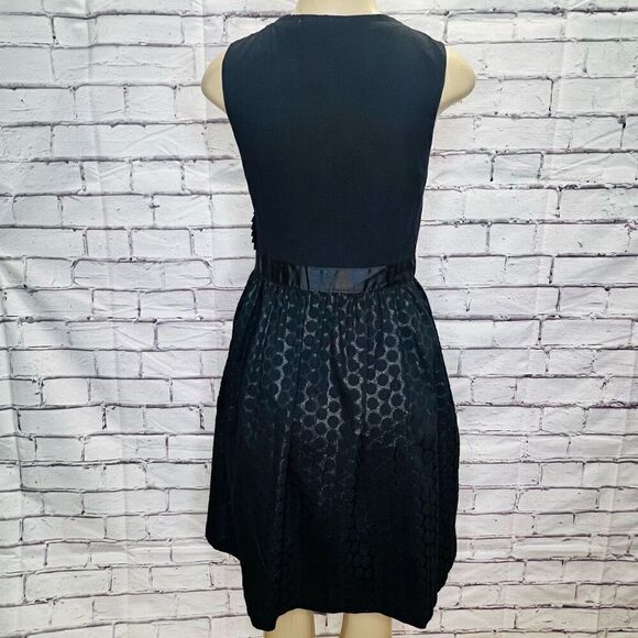 Anthropologie Womens Black Waist Bow Polka Dot Skirt Fit & Flare Dress Size 6 - Picture 10 of 10